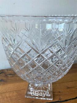 Large Vintage Cut Crystal Footed Pedestal Centerpiece Punch Bowl 13 tall