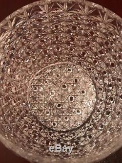 Large Vintage Cut Glass Bowl With Lid Daisy Button Sharp Punch