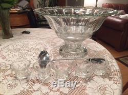 Large Vintage Fostoria Clear Crystal Punch Bowl