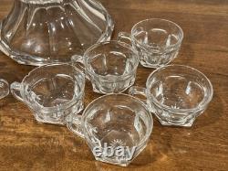 Large Vintage Heisey Pedestal Punch Bowl Set With 10 Glasses Signed