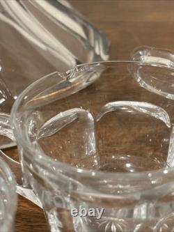 Large Vintage Heisey Pedestal Punch Bowl Set With 10 Glasses Signed