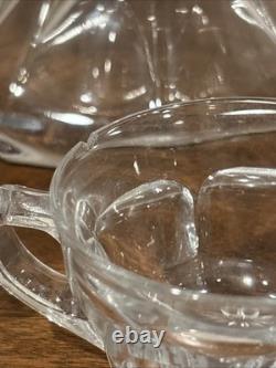 Large Vintage Heisey Pedestal Punch Bowl Set With 10 Glasses Signed