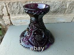 Large Vintage Imperial Glass Whirling Star Amethyst Glass Punch Bowl with Stand