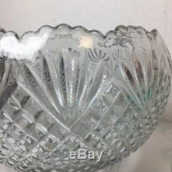 Large Vintage Punch Bowl Set L. E. Smith Glass Co. Pineapple 15 Cups Ladle Party