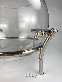 Large Vintage Silver-Plated Faux Bamboo Punch Bowl