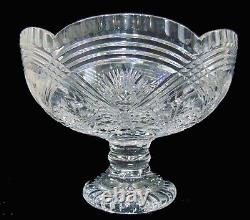 Large Waterford Rainbow Crystal Cut Glass Punch Fruit Bowl Footed Centerbowl 11