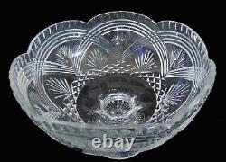 Large Waterford Rainbow Crystal Cut Glass Punch Fruit Bowl Footed Centerbowl 11