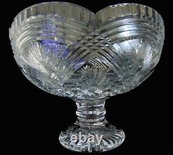 Large Waterford Rainbow Crystal Cut Glass Punch Fruit Bowl Footed Centerbowl 11