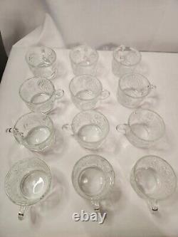 Large cut glass punch bowl set