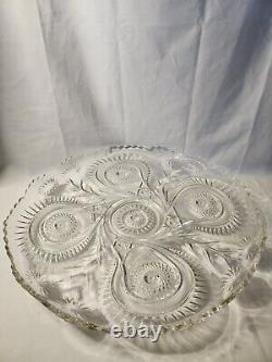 Large cut glass punch bowl set