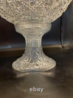 Le Smith Glass Daisy And Button Early 17 1/2 In Flared Punch Bowl And Stand