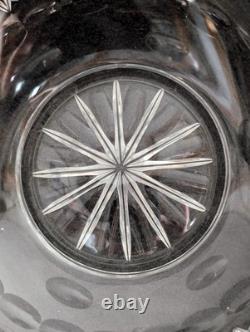 Lead Crystal 11.5 x 6.5 Punch Bowl Arches/Hobstars/Thumbprints Unmarked
