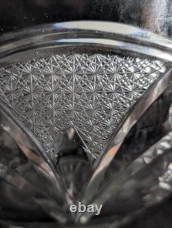Lead Crystal 11.5 x 6.5 Punch Bowl Arches/Hobstars/Thumbprints Unmarked