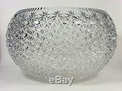 Lead Crystal Cut Glass Huge Punch Bowl Buttons and Daisies Design