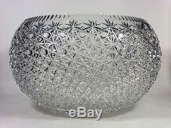 Lead Crystal Cut Glass Huge Punch Bowl Buttons and Daisies Design