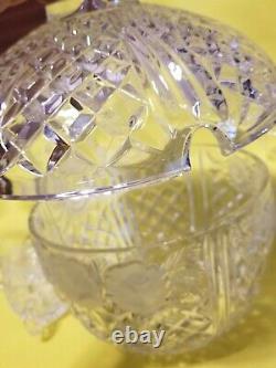 Lead Crystal Frosted Rose Punch Bowl Set by Anna Hutte Bleikristall, Germany