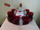 Lehman Brothers Art Deco Saturn Chromium Plated Punch Bowl With Ruby Glasses