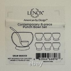 Lenox Contemporary 8-piece Glass Punch Bowl Set NEW UNUSED With Box