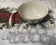 Lenox Winter Greetings Holiday Punch Bowl/Ladle+10 Glass Cups-Festive Cardinal