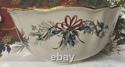 Lenox Winter Greetings Holiday Punch Bowl/Ladle+10 Glass Cups-Festive Cardinal