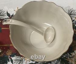 Lenox Winter Greetings Holiday Punch Bowl/Ladle+10 Glass Cups-Festive Cardinal