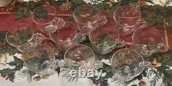 Lenox Winter Greetings Holiday Punch Bowl/Ladle+10 Glass Cups-Festive Cardinal