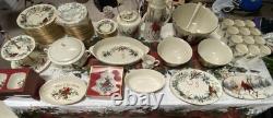 Lenox Winter Greetings Holiday Punch Bowl/Ladle+10 Glass Cups-Festive Cardinal