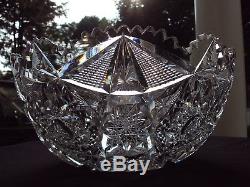 Libbey Glass Co. American Brilliant Cut Glass Colonna 12 Punch Bowl c. 1905