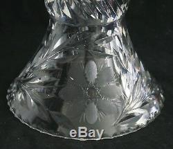 Lovely Antique ABP Brilliant Cut Intaglio Gravic Glass Pedestal Punch Bowl 12