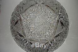 Massive Signed Libbey Brilliant Cut Glass Punch Bowl Rare