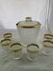 MCM Crystal Punch Bowl and 6 Glasses with Gold Trim