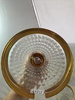 MCM Crystal Punch Bowl and 6 Glasses with Gold Trim