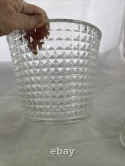MCM Crystal Punch Bowl and 6 Glasses with Gold Trim