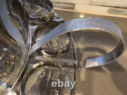 MCM Dorothy Thorpe Style Silver Fade Punch Bowl 18 Roly Poly Glasses & Caddy
