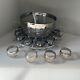 MCM Dorothy Thorpe Style Silver Rim Punch Bowl Set with 16 Roly Poly Glasses