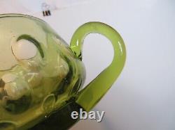 MCM Mid Century Modern Murano Olive Green Glass Punch Bowl Set 14 1960's