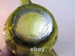 MCM Mid Century Modern Murano Olive Green Glass Punch Bowl Set 14 1960's