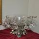 MCM Pitman-Dreitzer Crystal Punch Bowl Set 10 Cups Ornate Metal Stand Ladle Rare