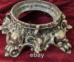 MCM Pitman-Dreitzer Crystal Punch Bowl Set 10 Cups Ornate Metal Stand Ladle Rare