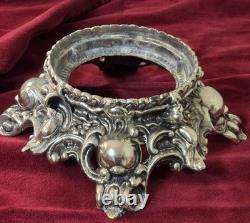 MCM Pitman-Dreitzer Crystal Punch Bowl Set 10 Cups Ornate Metal Stand Ladle Rare