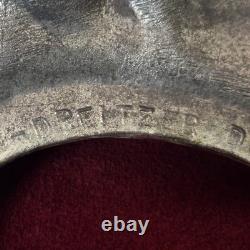 MCM Pitman-Dreitzer Crystal Punch Bowl Set 10 Cups Ornate Metal Stand Ladle Rare