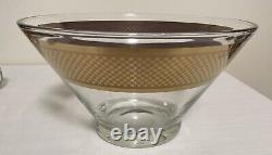 MCM Punch Bowl Set Roly Poly Cups Caddy Gold Checkerboard Culver