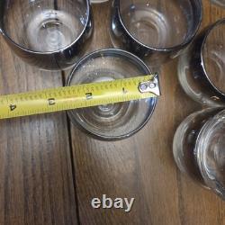 MCM Silver Fade Glass Full Punch Bowl Set 22 Roly Poly Cups Dorothy Thorpe Style