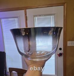 MCM Silver Fade Glass Full Punch Bowl Set 22 Roly Poly Cups Dorothy Thorpe Style
