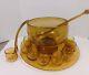 MCM Vintage Amber Glass Punch Bowl Handblown Bubble Bolle