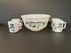 MCM Vintage Tom Jerry Glass Ski Skier Punch Bowl Set 4 Mugs Cups Hazel Atlas