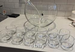 MCM WEST VIRGINIA GLASS PUNCH Round BOWL SET W Ladle & 12 Glasses ORIGINAL BOX