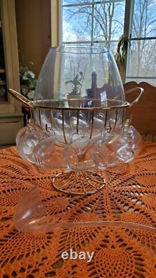 MID Century Modern Punch Bowl MCM Federal Glass Punch Bowl