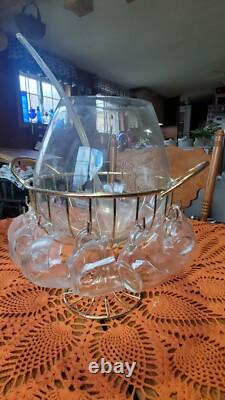 MID Century Modern Punch Bowl MCM Federal Glass Punch Bowl