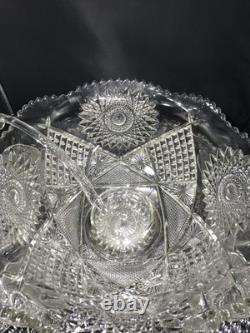 MINT Boxed 15pc Imperial Whirling Star Lead Crystal Punch Set UV Manganese